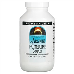 Source Naturals, Комплекс L-аргинина и L-цитруллина, 1000 мг, 240 таблеток