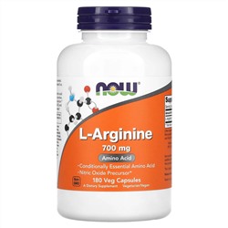 NOW Foods, L-аргинин, 700 мг, 180 растительных капсул