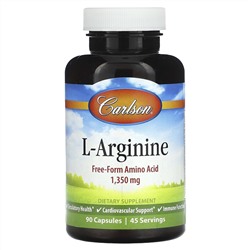 Carlson, L-аргинин, 1350 мг, 90 капсул (675 мг в 1 капсуле)