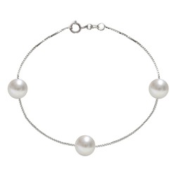Pulsera - oro blanco 9 kt - perla de agua dulce - Ø de la perla: 8 mm