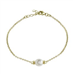 Pulsera - plata 925 chapada en oro amarillo - perlas de agua dulce - Ø de la perla: 6.5 - 7 mm
