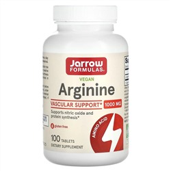 Jarrow Formulas, веганский аргинин, 1000 мг, 100 таблеток