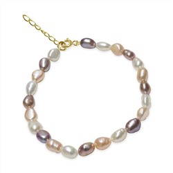 Pulsera - plata 925 chapada en oro - perla de agua dulce - Ø de la perla: 6 - 7 mm