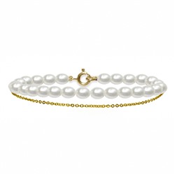 Pulsera - plata 925 chapada en oro - perlas de agua dulce - Ø de la perla: 4 - 5 mm