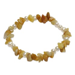 Pulsera - plata 925 - perlas de agua dulce - amarillo - Ø de la perla: 4.5 mm