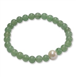 Pulsera elástica - perlas de agua dulce y aventurinas verdes - Ø de la perla: 7.5 - 8.5 mm