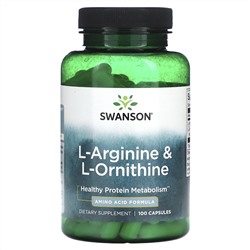Swanson, L-аргинин и L-орнитин, 100 капсул