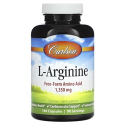 Carlson, L-аргинин, 1350 мг, 180 капсул (675 мг в 1 капсуле)