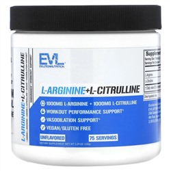 EVLution Nutrition, L-аргинин + l-цитруллин, без добавок, 150 г (5,29 унции)