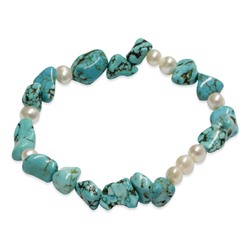 Pulsera - plata 925 - perlas de agua dulce - turquesas - Ø de la perla: 4.5 mm