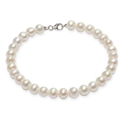 Pulsera - oro blanco 18 kt - perlas de agua dulce - Ø de la perla: 5.5 - 6.5 mm