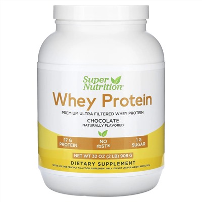 Super Nutrition, сывороточный протеин в порошке, с шоколадным вкусом, 908 г (2 фунта)