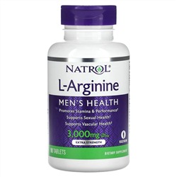 Natrol, L-аргинин, повышенная сила действия, 3000 мг, 90 таблеток (1000 мг в 1 таблетке)