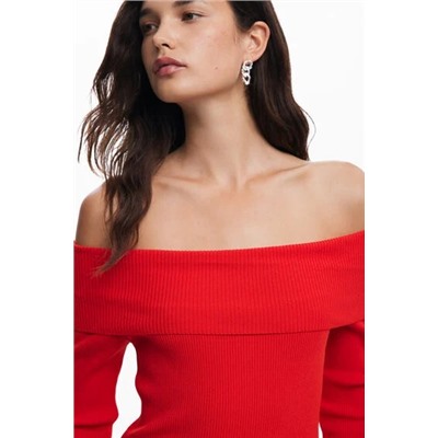 Bardot neckline dress