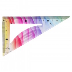 * Треугольник пластик прозрачный, 30 градусов, 13 см, гибкий, цвет с рисунком Colorful КОКОС 216166
