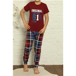 Пижамный комплект Tom John для мальчика с короткими рукавами, хлопок, официант, лайкра, бордовый синий 61