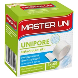 Лейкопластырь фиксирующий Master Uni Unipore 3*500 нетканая основа