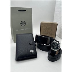 Подарочный набор для мужчины ремень, кошелёк, часы и коробка 2020562
