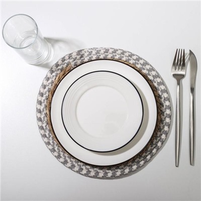 Салфетка сервировочная на стол Доляна «Кант», d=25 см, плетёная, цвет серый