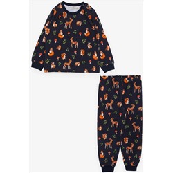 Пижамный комплект Breeze для девочек с милыми животными в лесной тематике, антрацитовый цвет (1–4 года)