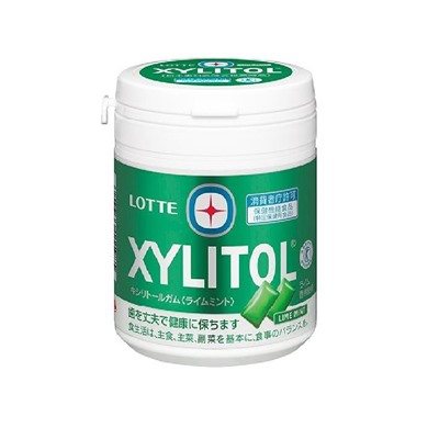 LOTTE Жевательная резинка XYLITOL без сахара со вкусом лайма и мяты 143 гр. банка