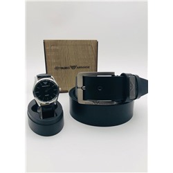 Подарочный набор для мужчины ремень, часы и коробка 2020578