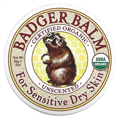 Badger Company, Бальзам Badger, для сухой и чувствительной кожи, без запаха, 2 унции (56 г)