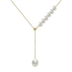 Collar - plata 925 chapada en oro - perla de agua dulce - Ø: 4 - 6 mm