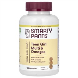 SmartyPants, добавка с мультивитаминами и омега для девочек-подростков, со вкусом апельсина, ягод, лимона и лайма, 120 жевательных таблеток