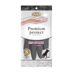 FAMILY PREMIUM PROTECT Виниловые перчатки средней толщины размер S, черно-розовые, 1 пара