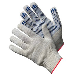 Перчатки ХБ с ПВХ точкой 10-5, Хлопчатобумажные перчатки 10-класса вязки, 5 нити, ПВХ покрытие "точка"