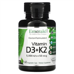 Emerald Laboratories, Витамин D3 и K2, 60 растительных капсул