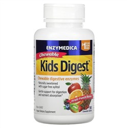 Enzymedica, Kids Digest, жевательные пищеварительные ферменты, фруктовый пунш, 90 жевательных таблеток