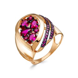 Золотое кольцо с синтетическими рубинами - КЛ3380-30