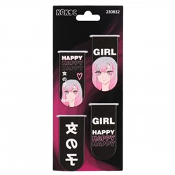 Закладка магнитная картон, набор 4 шт, 25*55 мм Happy Anime КОКОС 230832