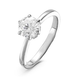 Серебряное кольцо с бесцветным фианитом - 628