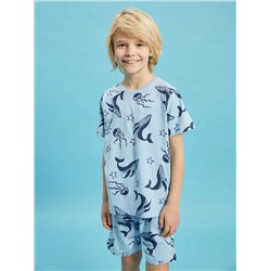 Pija Pija Пижамный комплект с короткими рукавами и шортами для мальчика с круглым вырезом и принтом