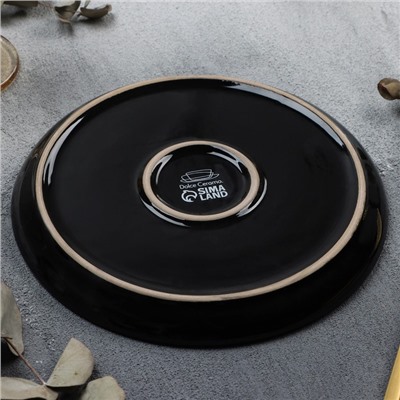 Тарелка керамическая «Орнамент», 21 см, цвет чёрный