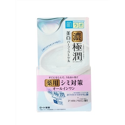 Rohto HADA LABO Koi-Gokujyun Perfect Gel Гиалуроновый гель для лица выравнивающий тон кожи, банка 100 гр