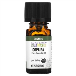 Aura Cacia, чистое эфирное масло, органический копайба, 7,4 мл (0,25 жидк. унции)