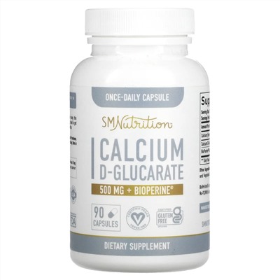 SMNutrition, Calcium D-Glucarate + BioPerine, 500 mg, 90 Capsules