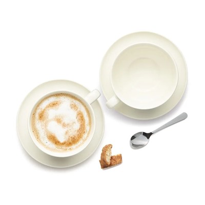 ERNESTO® 2er Set Tassen mit Untertasse, aus hochwertigem Porzellan