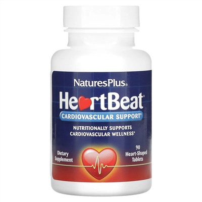 Натурес Плюс, HeartBeat, поддержка сердечно-сосудистой системы, 90 таблеток в форме сердца