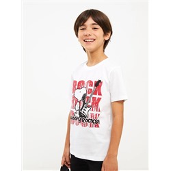 LC Waikiki Хлопковая футболка с короткими рукавами и принтом Snoopy с круглым вырезом для мальчиков