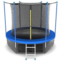 Батут EVO JUMP Internal 8 ft, d=244 см, с внутренней защитной сеткой и лестницей + нижняя защитная сеть, синий