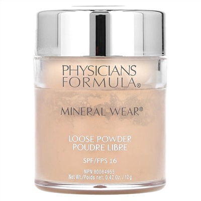 Physicians Formula, Mineral Wear, рассыпчатая пудра, SPF 16, оттенок PF 10950 бежевый, 12 г (0,42 унции)