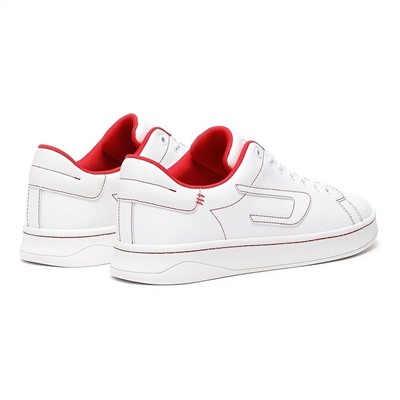 Sneakers Athene - cuero - costuras en contraste - blanco y rojo