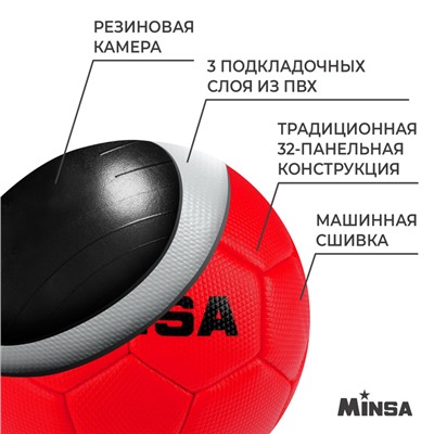 Мяч футбольный MINSA, ПВХ, машинная сшивка, 32 панели, р. 2