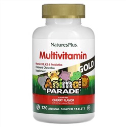 NaturesPlus, Animal Parade Gold, Children's Chewable Supplement, Cherry, 120 Animal-Shaped Tablets