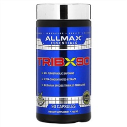 ALLMAX, TribX90, ультраконцентрат, якорцы, 90% сапонинов фурастанолового типа, 750 мг, 90 капсул